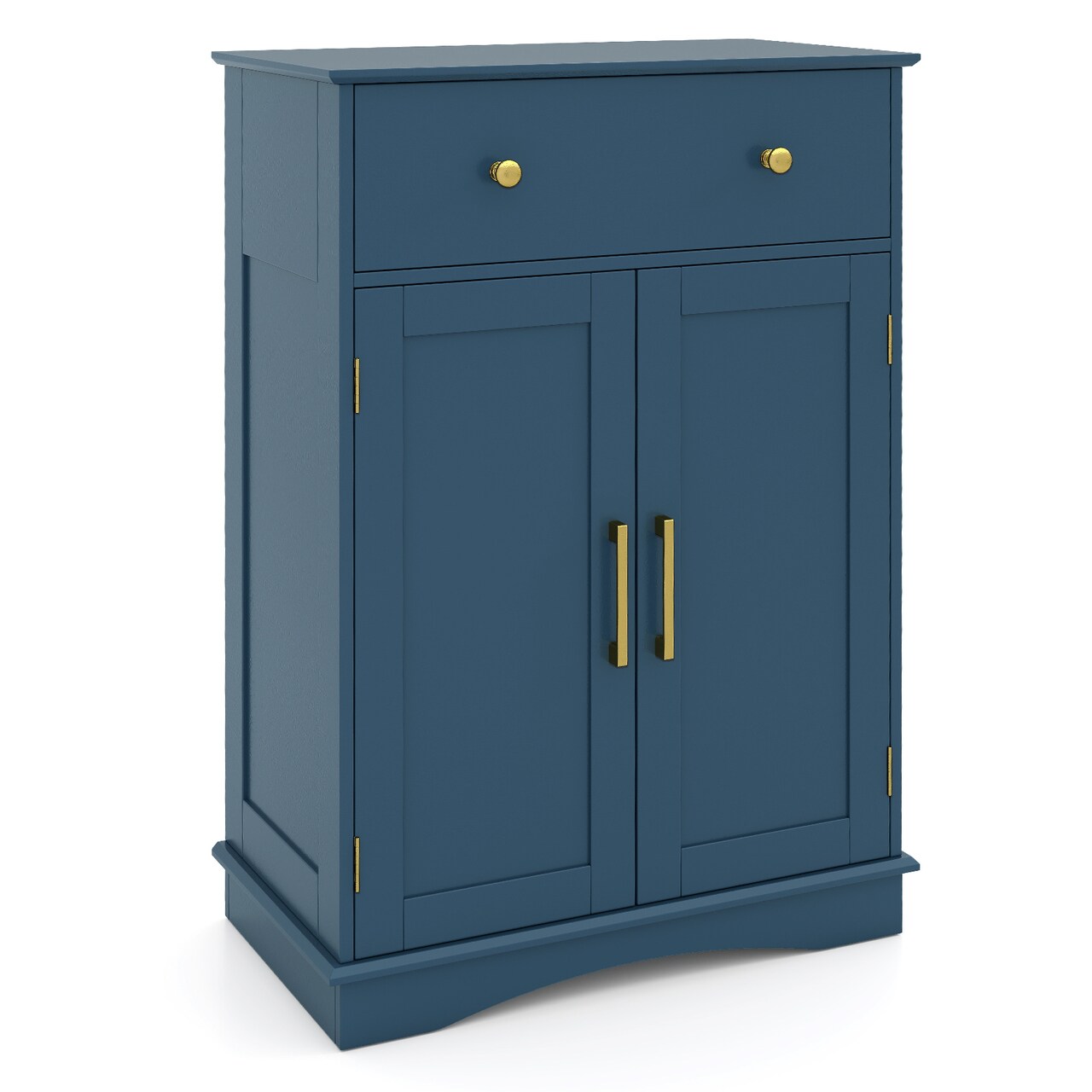 Navy Blue Sideboard Cabinet with Drawer Storage and Adjustable Shelving Bathroom or Living Room